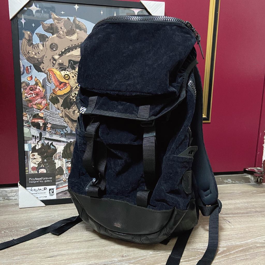 Visvim backpack 25L 多功能 防水耐磨 牛皮拼接後背包 黑色