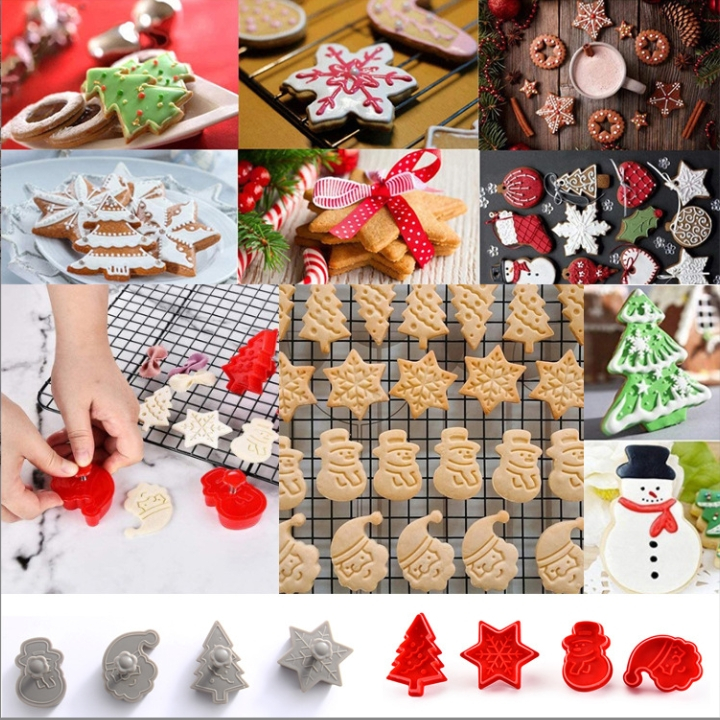 《U貝》聖誕節 4件套彈簧餅乾模 餅乾 壓模 翻糖 壓模 切模 創意獎勵小孩壓模🍬聖誕老人彈簧餅乾模ZA13-4