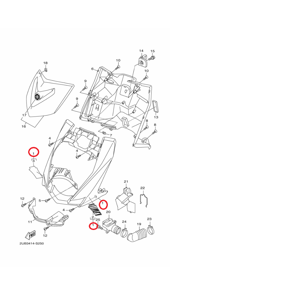 YAMAHA 原廠 新勁戰 四代 深藍深灰 H殼 面板 腳防護板1 料號：2UB-XF831-01-PC