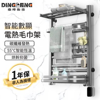 【鼎峰衛浴】電熱毛巾架 浴巾架 置物架 免打孔 整機發熱 烘衣機 烘乾架 恆溫碳纖維發熱 遙控 抑菌除蟎 防水 烘鞋機