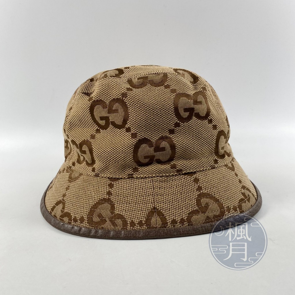 BRAND楓月 GUCCI 古馳 棕GG漁夫帽 #M  時尚帽款 精品 名牌 配件 皮件 休閒 穿搭