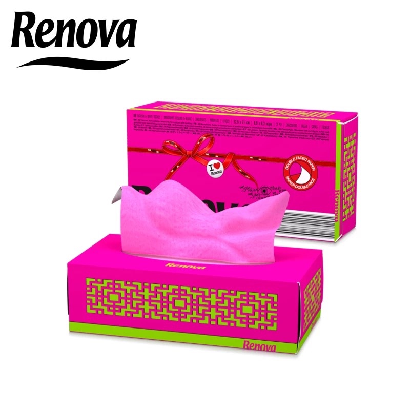 【RENOVA】頂級皇室柔軟 抽取式衛生紙 芭比粉 粉紅色 1盒x 80抽 聖誕交換禮組 2入