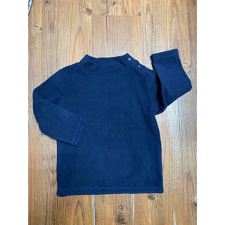 Uniqlo深藍色立領保暖刷毛上衣90公分全新品