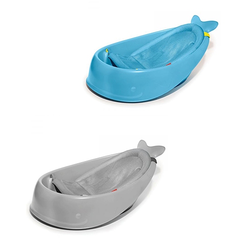 【SKIP*HOP】三階段人體工學嬰幼兒浴盆（附浴網）-鯨魚灰/海洋藍