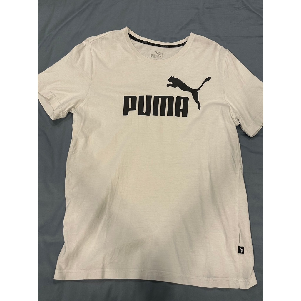 PUMA 上衣 白色 T恤 M號 男生 男性 二手衣 LOGO