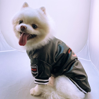 ☛ FAMstore☚現貨 美式棒球皮衣外套 寵物服飾 貓狗衣 狗衣服 寵物衣物 寵物外套 貓衣服 寵物皮外套