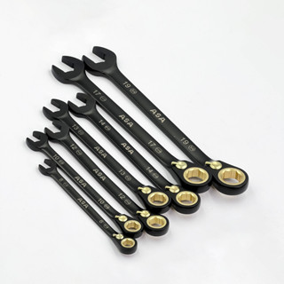 【美德工具】臺灣製ASA 雙向棘輪「彎頭」黑金扳手，公英制共用專利防滑牙棘輪板手
