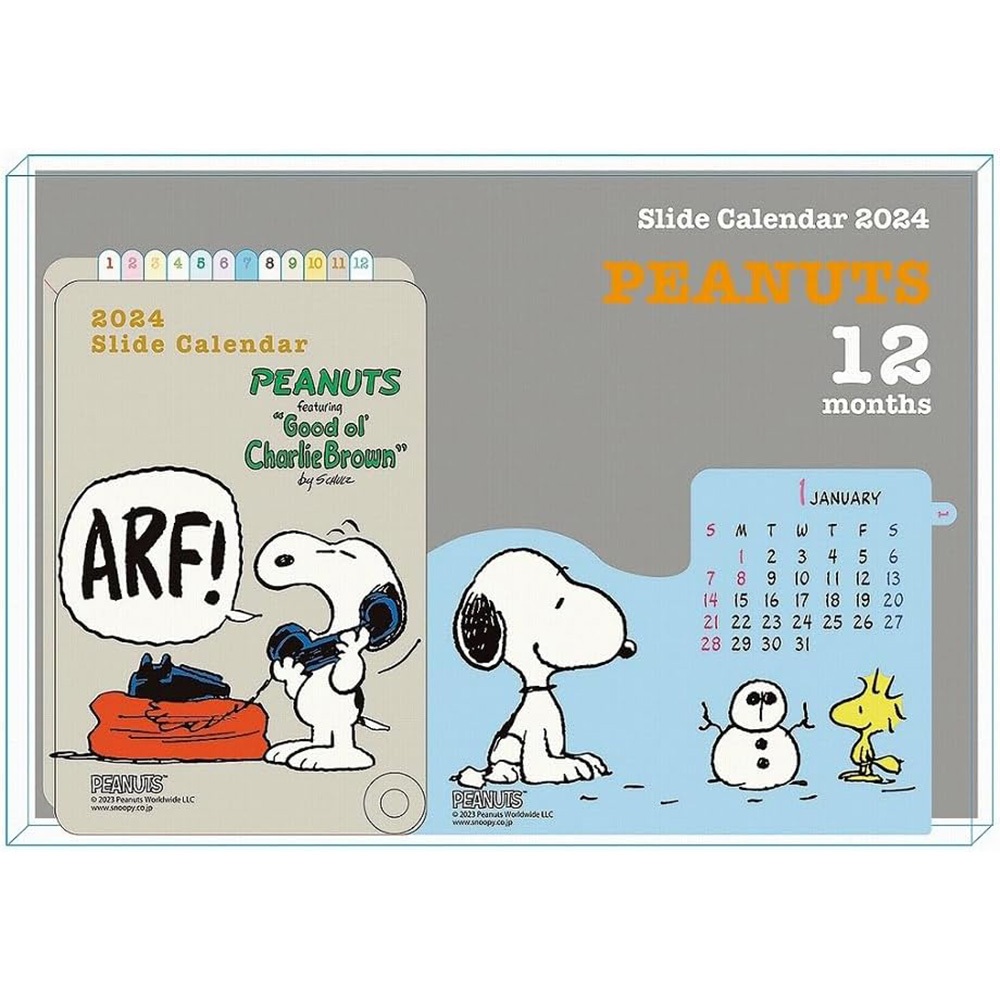 日本A.P.J 2024 桌上型側拉造型月曆 桌曆 月曆 Snoopy 史努比 經典 UA11544