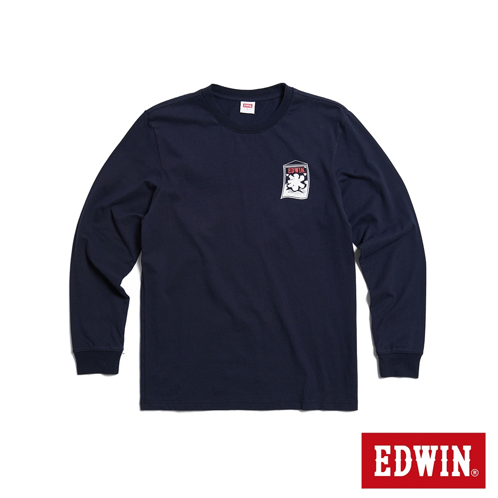EDWIN 東京散策系列 刨冰旗幟長袖T恤(丈青色)-男女款