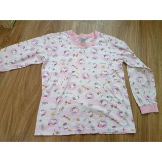 三麗鷗 女童115-125cm 粉色HELLO KITTY 長袖套裝 衣服+褲子 睡衣
