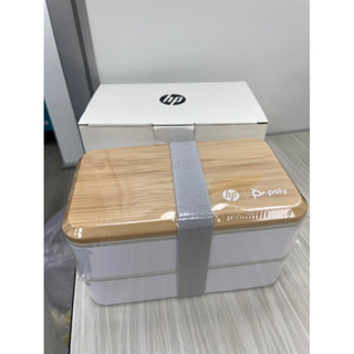 HP 日式簡約 雙層木紋便當盒 可微波飯盒