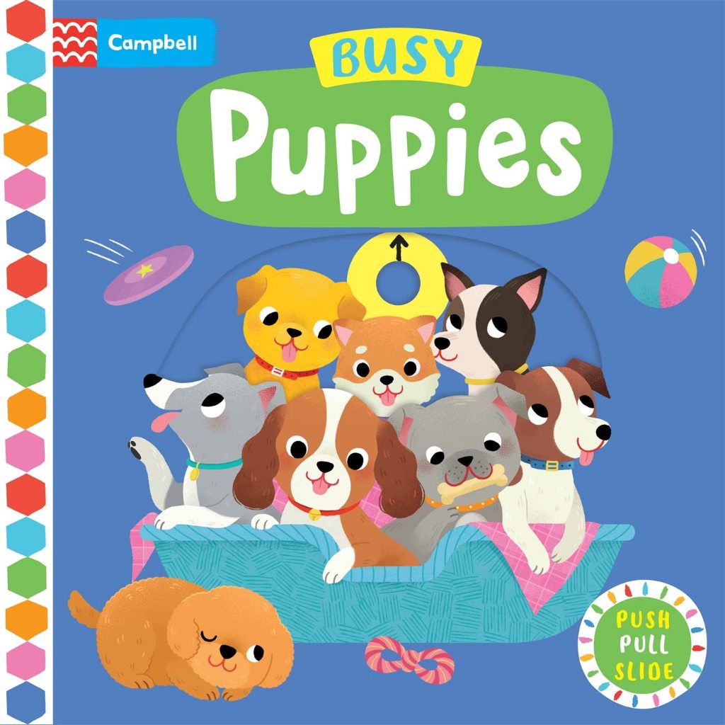 【Campbell 】英國版 硬頁推拉遊戲書 Busy Puppies (附 QRcode 音檔)