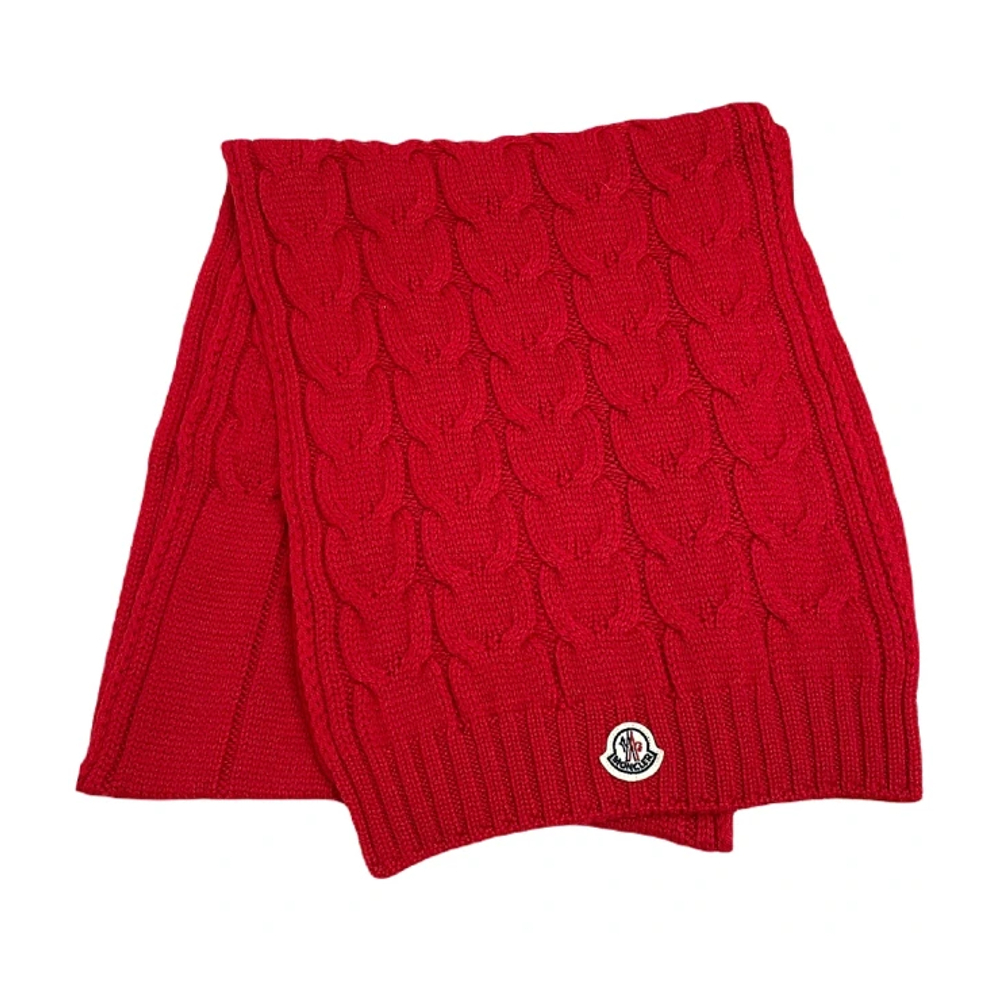 【鋇拉國際】MONCLER 童裝 品牌LOGO 羊毛圍巾 紅色 歐洲代購 義大利正品代購 台北實體工作室