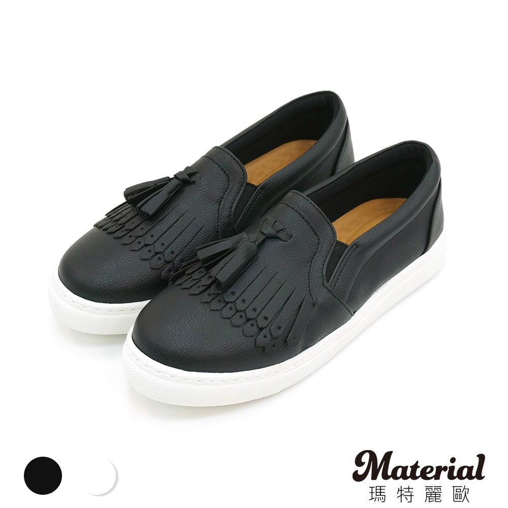 Material瑪特麗歐 【全尺碼23-27】 懶人鞋 MIT簡約流蘇厚底包鞋 T52137