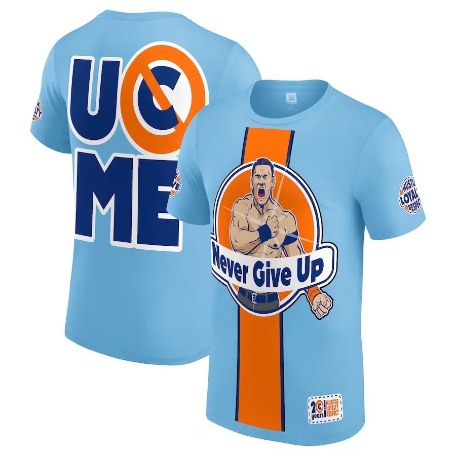 ☆阿Su倉庫☆WWE John Cena Never Give Up Blue/Orange Tee 江西南最新款衣服