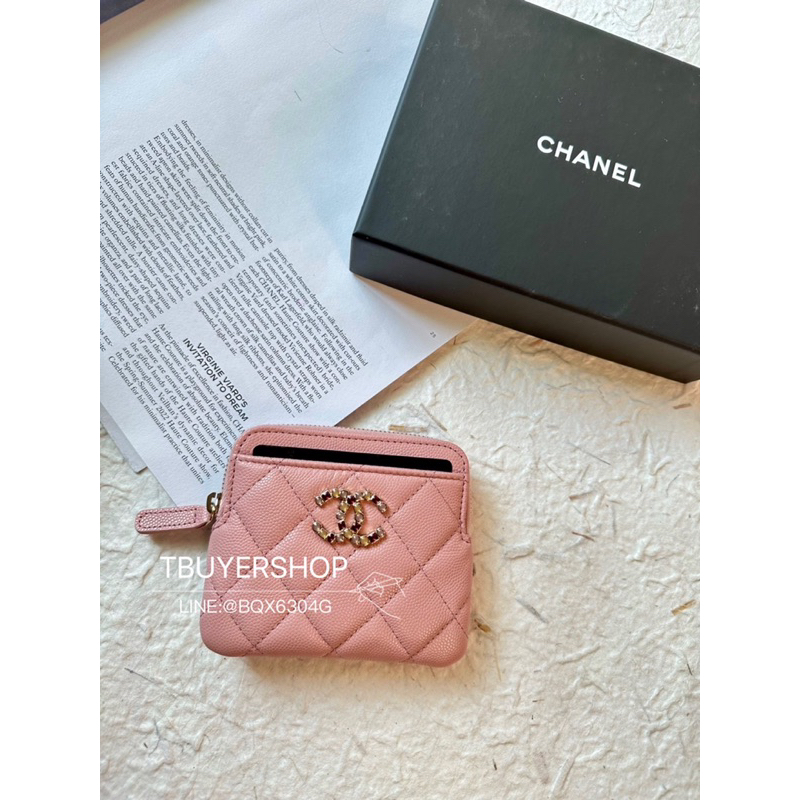 [TBUYERSHOP ] 台灣現貨🌟 Chanel 23k 珍珠大雙c 玫瑰粉 荔枝皮 豆腐錢包/卡包