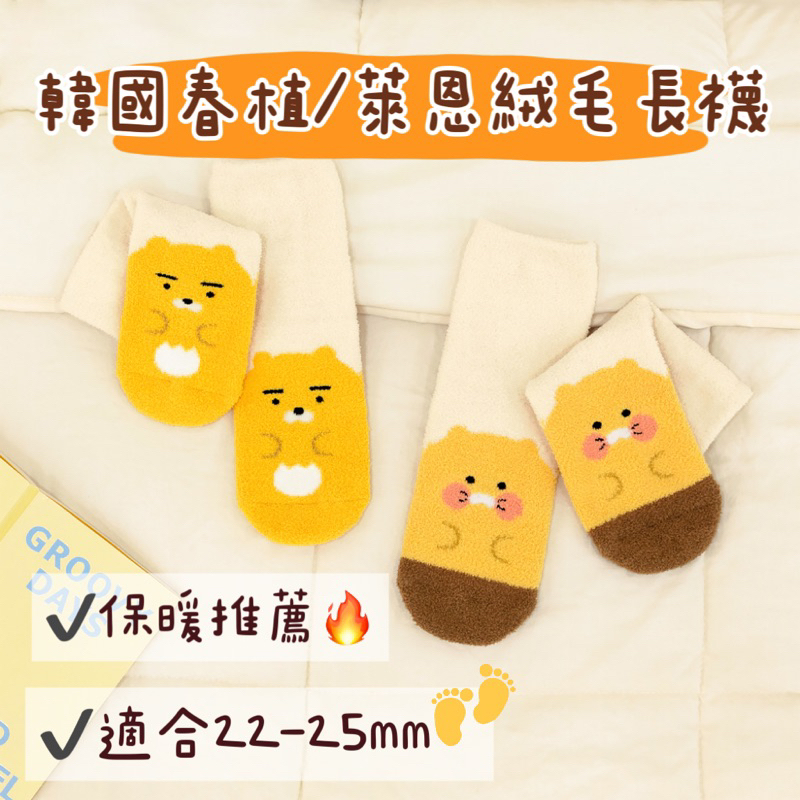 現貨｜韓國 kakaofriends 春植 萊恩 毛襪 冬天襪子 保暖 保暖襪 襪子 長襪 冬天