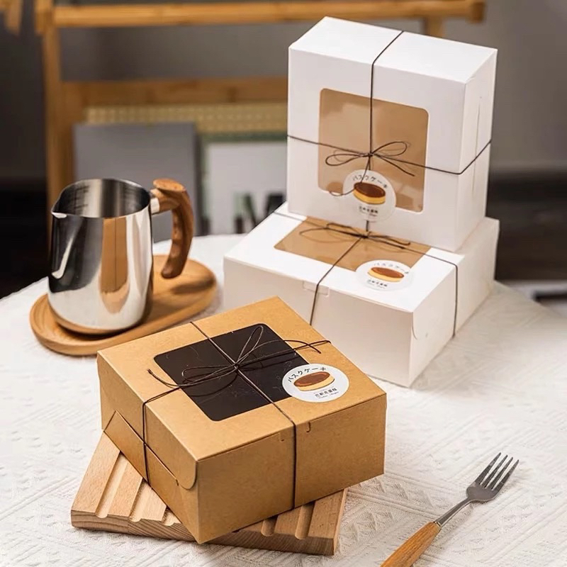 🌷MU 🌷 6吋 開窗蛋糕盒 巴斯克蛋糕盒 點心盒 西點盒 牛皮紙盒 餅乾盒 烘焙包裝盒 芝士蛋糕盒