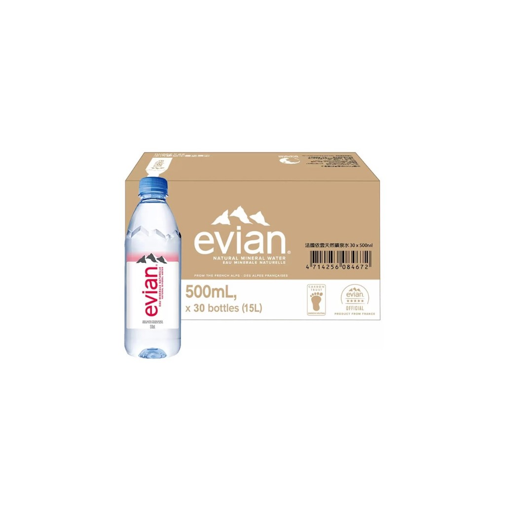 EVIAN法國天然礦泉水500毫升X30入 #好市多代購#103817