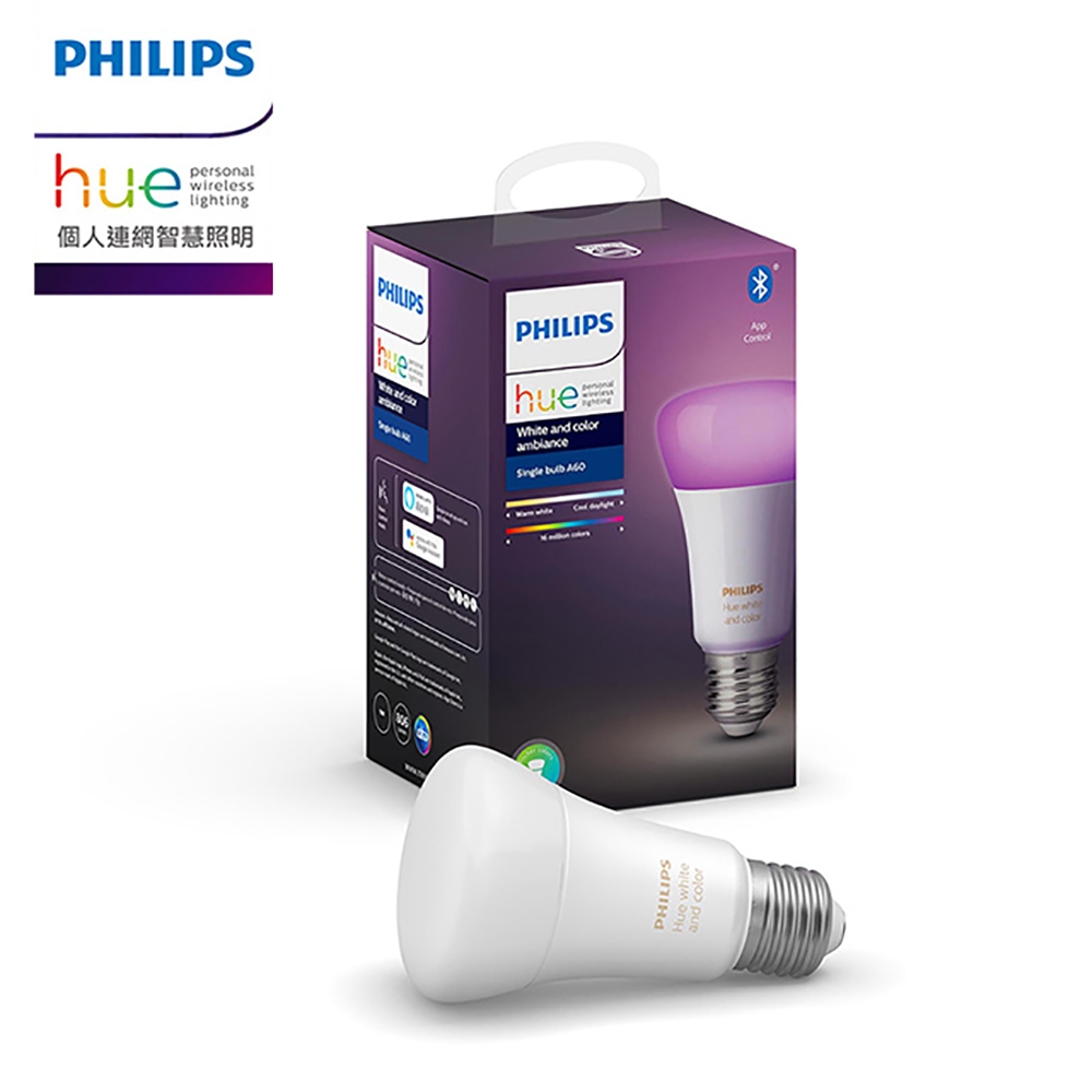 Philips 飛利浦 Hue 智慧照明 全彩情境 9.5W燈泡 藍牙版 PH001(拆封福利品)