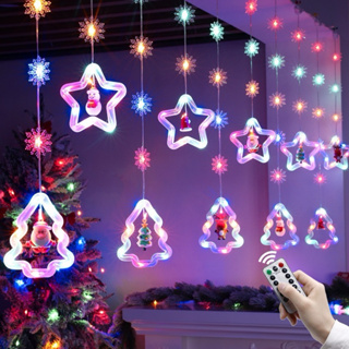 現貨2023新款 七彩燈 聖誕圓環造型LED 星星造型 3米長燈串 贈掛勾10入 聖誕佈置 聖誕燈串 佈置燈串