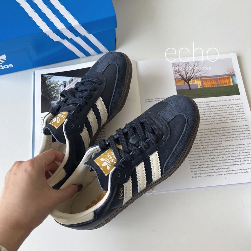 Echo鞋類- Adidas Samba OG 深藍 海軍藍 運動 休閒鞋 焦糖底 Originals ID2056