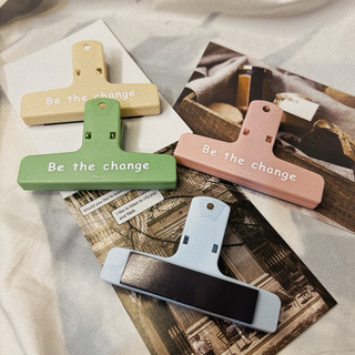 免運✨莫蘭迪色系手帳磁鐵夾 Be the change冰箱吸鐵夾 發票夾 檔案夾 手帳固定夾