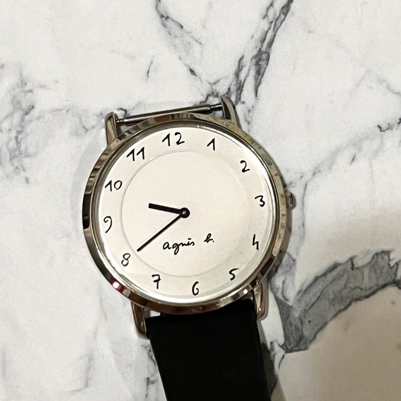 agnes b. 手錶 簡約手繪時標石英錶 7N00-0BC0S / BG4001P1手繪手錶 (僅錶殼)
