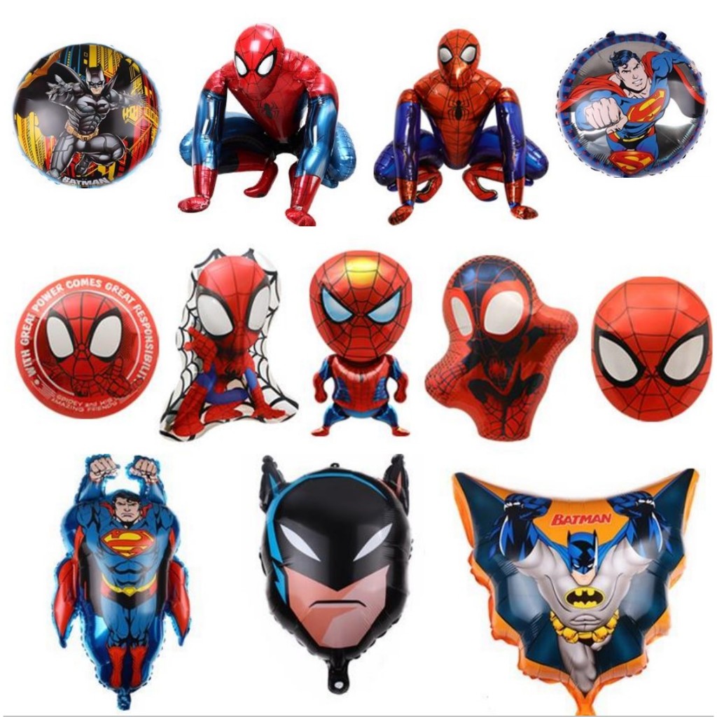BERRY現貨✨蜘蛛人 蝙蝠俠 超人鋼鐵人綠巨人浩克 超級英雄 派對拍照道具 玩具生日氣球 蜘蛛俠卡通造型鋁膜氣球