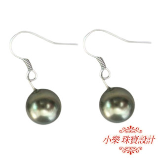 小樂珠寶大顆3A南洋深海貝珍珠耳勾耳環(孔雀綠墨12mm正圓全美)