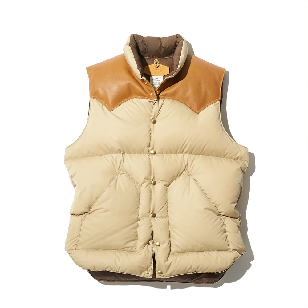 Rocky Mountain Featherbed - Down Vest (Tan) 羽絨背心 拼接皮革