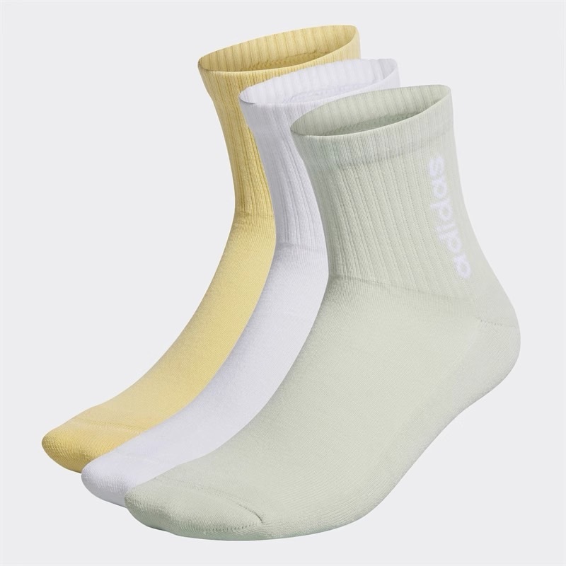 S.G adidas Quarter 3PP HM2557 白 黃 綠 男/女 三雙入 休閒 運動 舒適 襪子 中筒襪