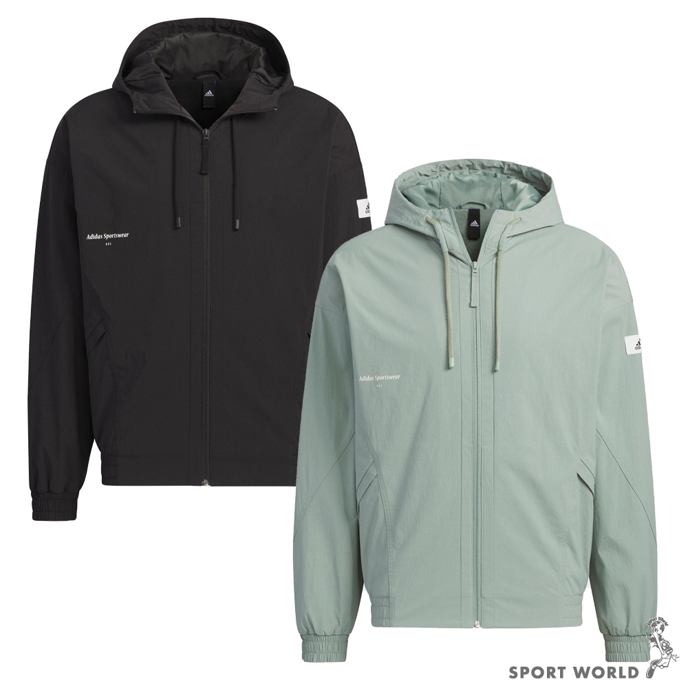 Adidas 男裝 連帽外套 拉鍊口袋 抓絨 黑/綠【運動世界】IP4980/IP4981