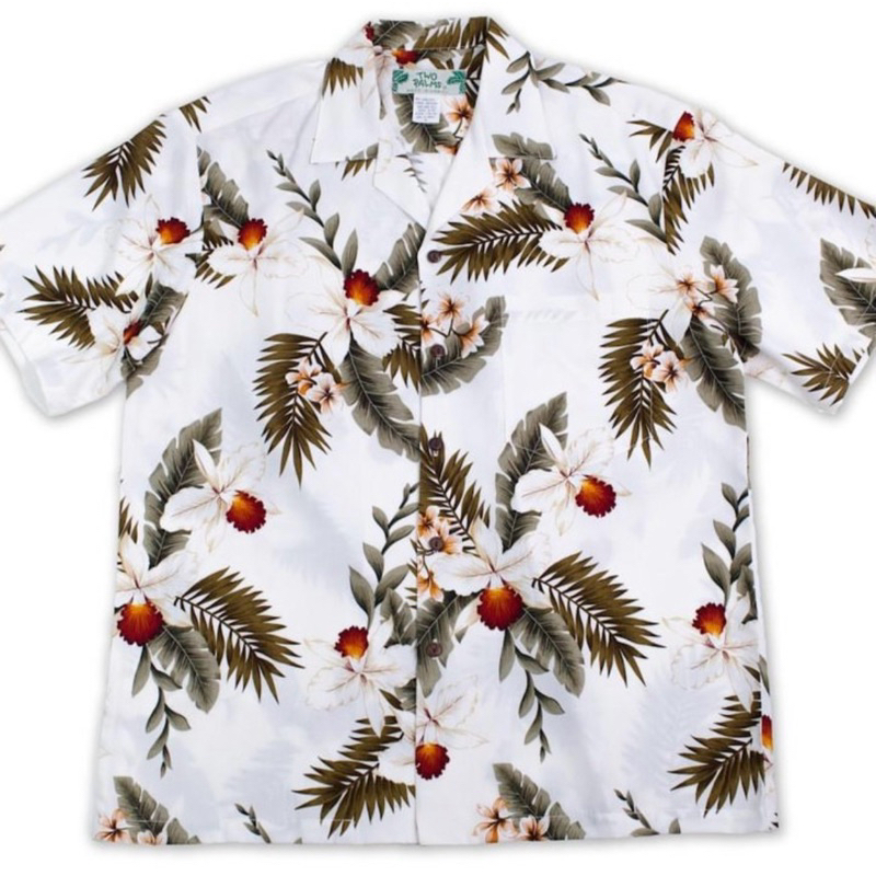 Two Palms 夏威夷衫 Aloha Shirt 花襯衫 白 花色