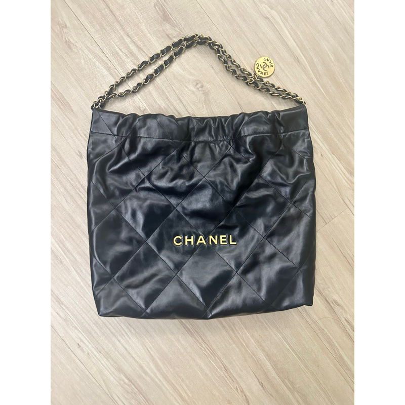 chanel 22包 22bag 中號 黑金 垃圾袋