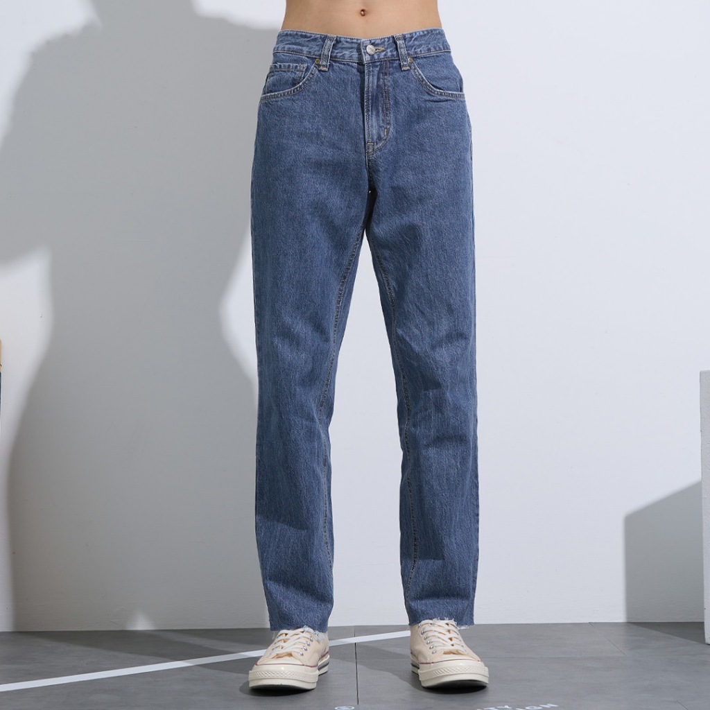 【ERSS】中低腰超顯瘦直筒牛仔褲-男 拔洗藍 S10053