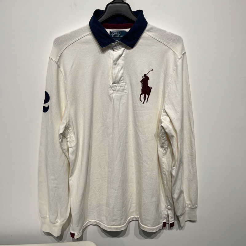 老麥嚴選 Polo Ralph Lauren 經典款大馬長袖Polo 衫 白色 二手 男L號 CK1601V