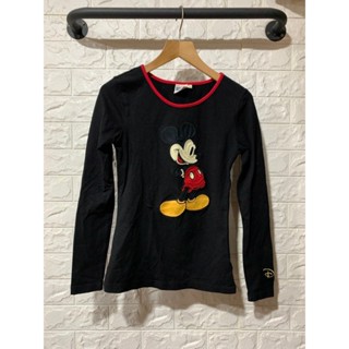 迪士尼 Disney米老鼠米奇圓領萊卡長袖T恤-S號