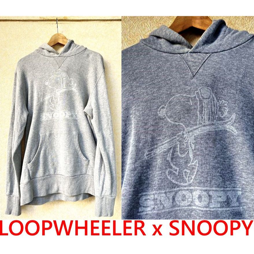 BLACK日本最高階VINTAGE質感！美中古LOOPWHEELER x史努比SNOOPY連帽長T帽T