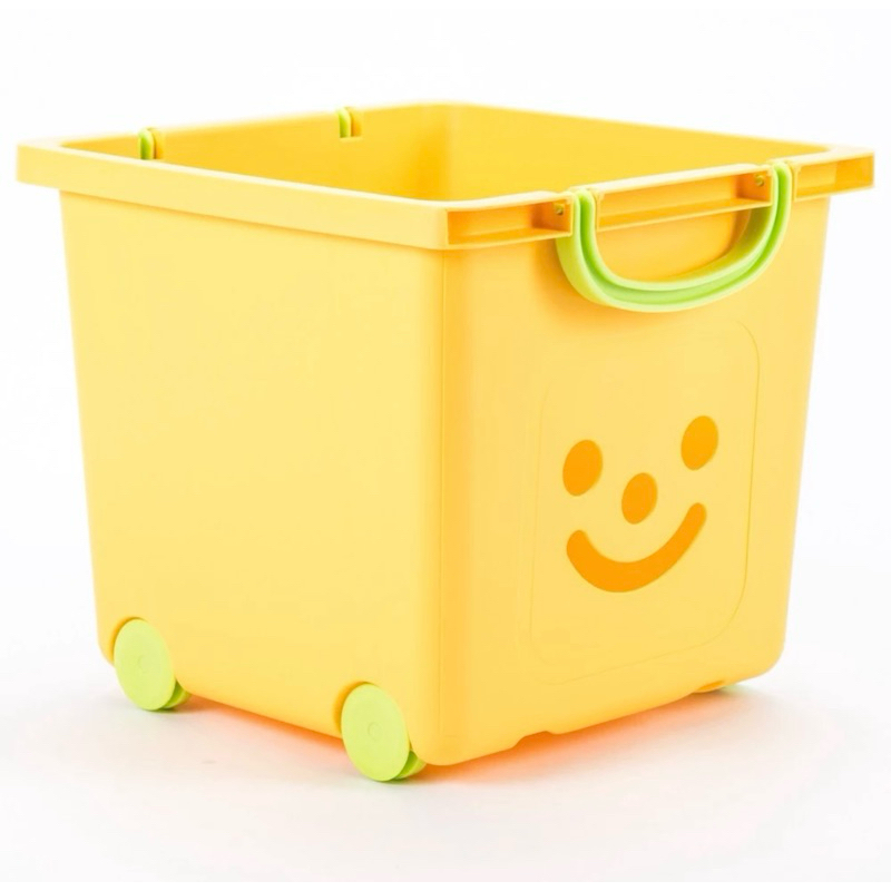 日本IRIS 兩用微笑兒童 玩具收納箱 黃色