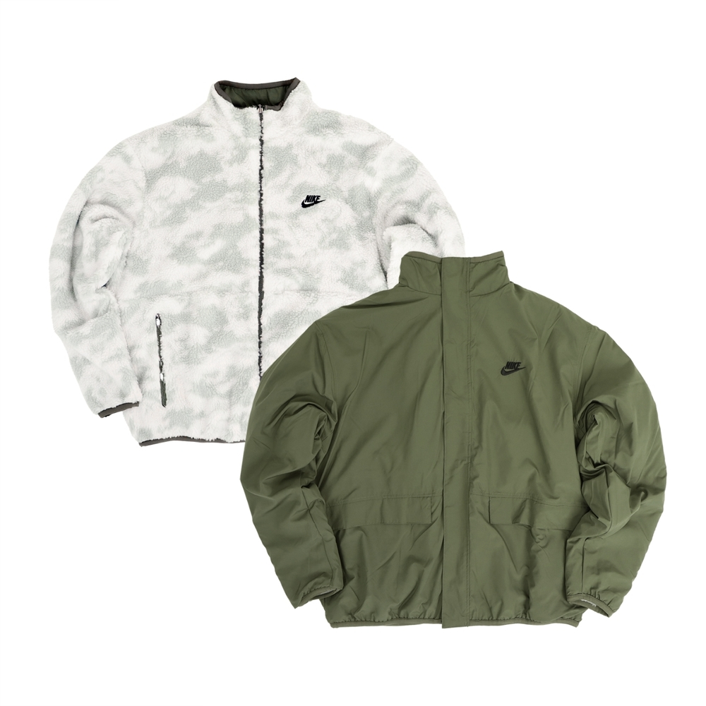 S.G NIKE Winter Jackets DQ4885-222 男款 軍綠 灰 雙面穿 毛絨 寬鬆 立領 外套