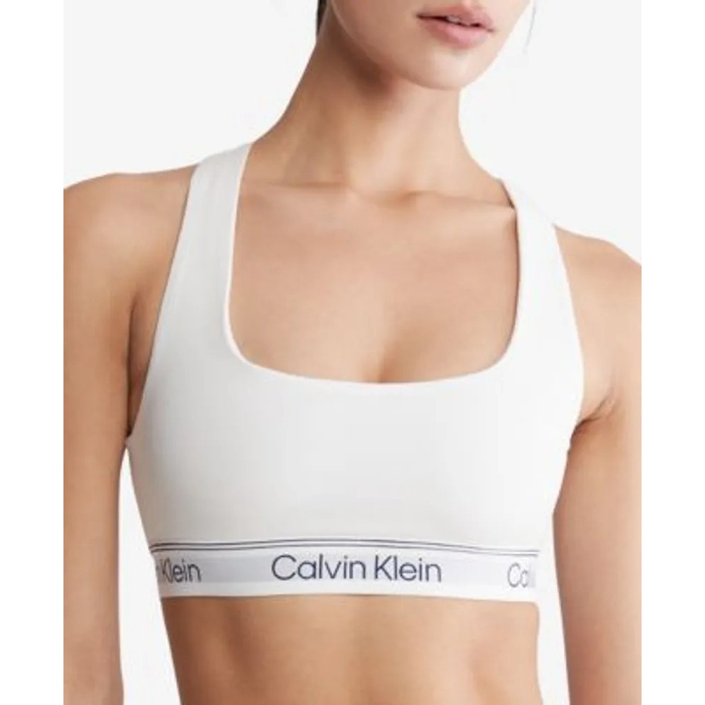 【Sharkhead】現貨 Calvin Klein 運動內衣 無襯墊 挖背 方領 白 全白 粗帶 背心 內衣 CK