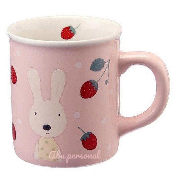 日本空運 Le sucre 正版 法國兔 草莓 粉嫩馬克杯-日本製