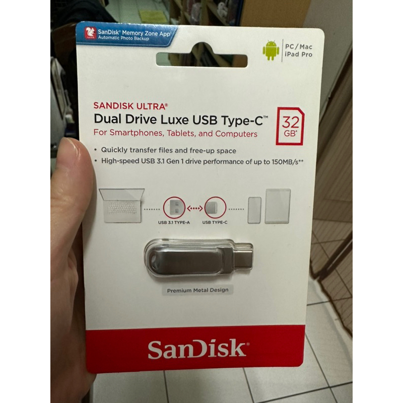 免運 全新 快速出貨 SanDisk UltraLuxeUSB Type-C 32GB 雙用隨身碟 SDDDC4 金屬