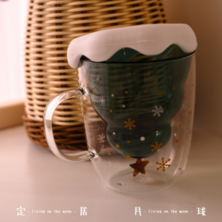 ﹝定居月球﹞現貨☾...聖誕樹雙層玻璃杯 星願杯 水杯馬克杯 咖啡杯牛奶杯茶 交換禮物生日禮物