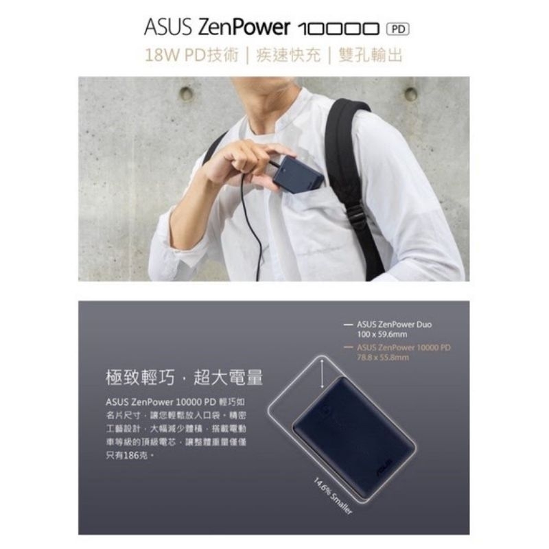 ASUS 華碩ZenPower PD10000行動電源（經典藍）