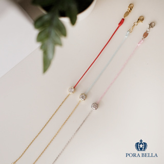 《Porabella》925純銀開運圓形鋯石紅繩手鍊 好運轉運玫瑰金手繩 交換禮物 祈求祈福手鍊 Bracelets
