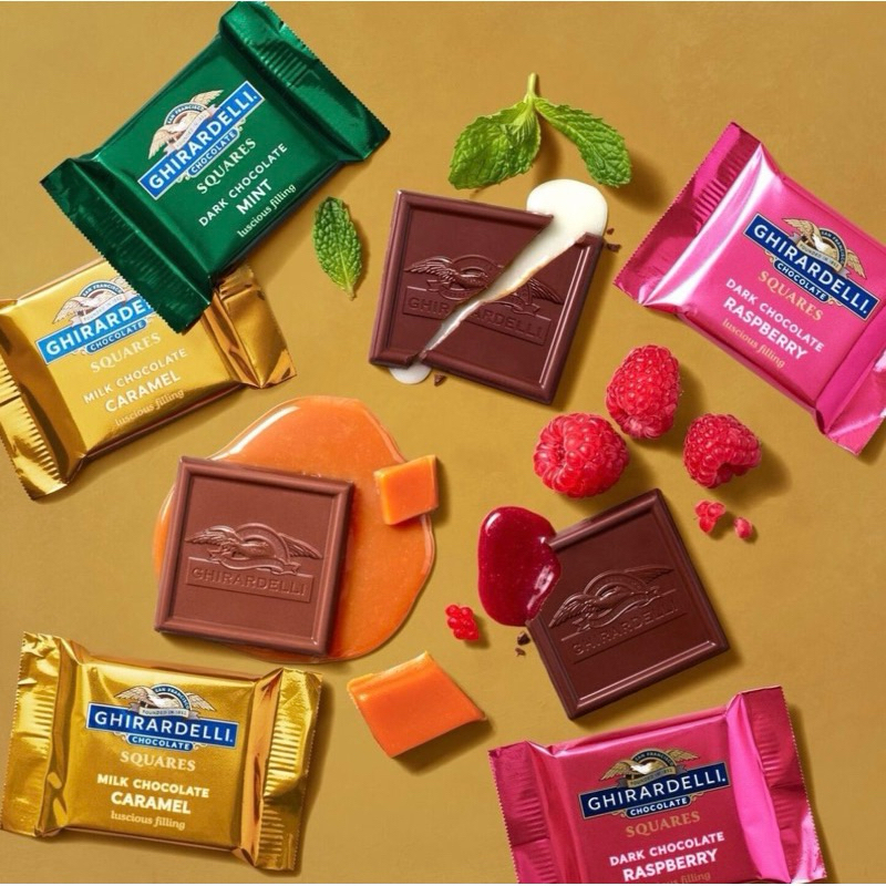 現貨｜美國 鷹牌巧克力 Ghirardelli 代購 薄荷 紅莓 焦糖 海鹽 黑巧克力 牛奶巧克力 含餡巧克力