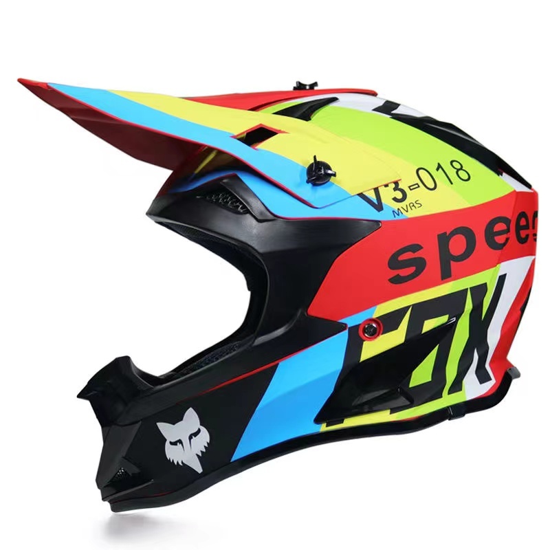 威力特新款越野摩托車山地車自行車頭盔四季保暖安全帽速降盔搭配100%風鏡超酷