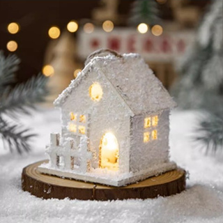 🎄聖誕雪屋 聖誕節擺飾 聖誕佈置 Christmas LED Light Wooden House Whit Snow